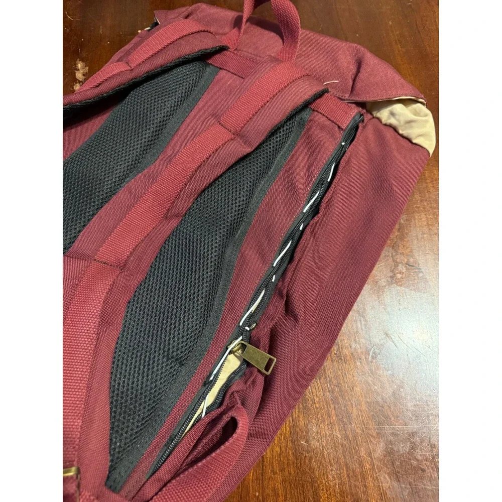 Doughnut Outdoor Adventure Backpack Burgundy Canvas Rucksack Buckle Flap Top
